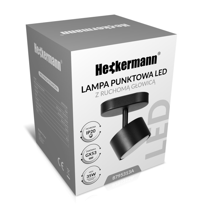 Punktowa lampa LED Heckermann 8795313A Czarna