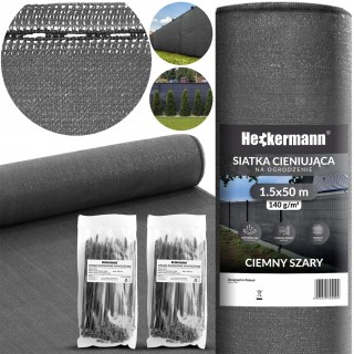 Siatka Cieniująca Heckermann 1,5x50m - Kolor Szary