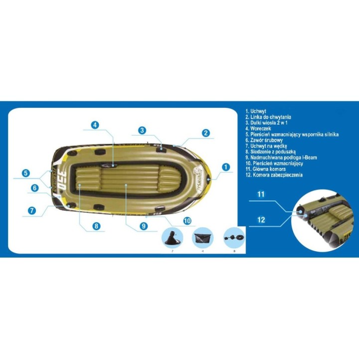 Fantastyczny Rekreacyjny Ponton Pływająca Platforma Dmuchana FISHMAN 350